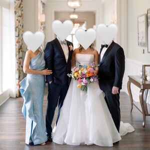 Teri Jon Jacquard One-Shoulder Gown — Powder Blue — US 10 — EXCELLENT CONDITION